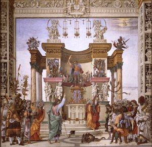St. Philip Exorcizing the Demon from the Temple of Mars, South Wall of Strozzi Chapel by Filippino Lippi