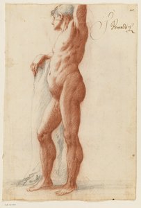 Standing Male Figure Turned to the Left and Leaning on a Tree Trunk by Filippo Esegrenio