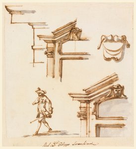 Architectural Details and Figure Study, 1760–75 by Filippo Marchionni
