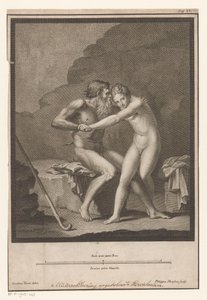 Naked Faun Attacking a Naked Youth or Nymph by Filippo Morghen