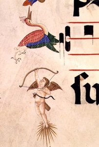 A Cherub Shooting a Stork with a Bow and Invisible Arrow (detail) by Filippo di Matteo Torelli