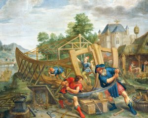 Building ark by Flemish School