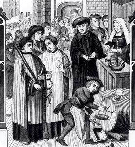 Dues on Wines, Granted to the Chapter of Tournai by King Chilperic, after a Window of the Cathedral of Tournai by Flemish School