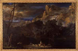Flemish painting of a landscape attributed to Van Bloemen by Flemish School