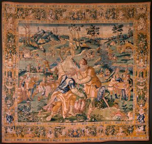 Flemish Tapestry. Military Camp Near the River Granikos. Atelier of Oudenaarde. 377x393cm. 17th Century.