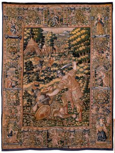 Flemish Tapestry. Series Story of Cyrus. Combat between Two Warriors and the Death of Cyrus. Anonymous, Based on Michiel Coxcie. Atelier Antwerp. Ca 1590. by Flemish School