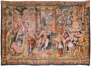 Flemish Tapestry. Series Story of David. David Before Saul. Model by Bernard van Orley. Manufacture Brussels. Ca 1525 by Flemish School