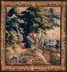 Flemish tapestry. So-called Verdure. Atelier of Oudenaarde. 332x318cm. Inv 00021. 17th century