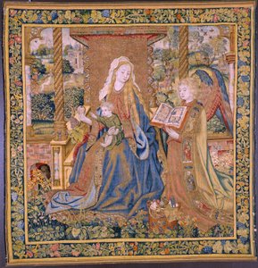 Flemish Tapestry. The Virgin with the Child and Angels. Ca 1500 by Flemish School