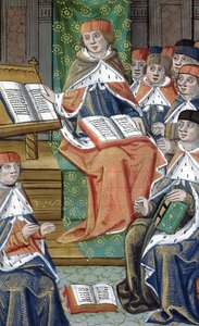 Lecture in hall, from De Medina Fen I. II, by Avicenna (980-1037)
