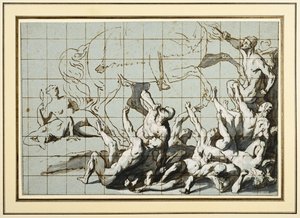 Study for the Church Militant trampling on Heresy by Flemish School