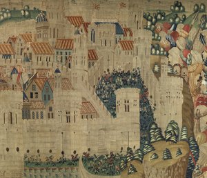 Tapestry showing the Conquests of King Alfonso V of Portugal (detail) by Flemish School