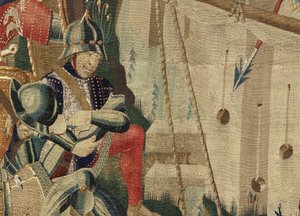 Tapestry showing the Conquests of King Alfonso V of Portugal, Tournai (detail) by Flemish School