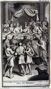 Telemachus is Received in Lacedaemon in the Palace of Menelaus with Pisistratus (Illustration for Book IV of the Odyssey of Homer) by Flemish School