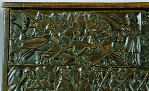 The Courtrai Chest Depicting Two Scenes from the Battle of the Golden Spurs Fought in Courtrai in 1302 (detail) by Flemish School