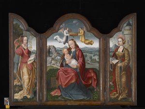Triptych With The Virgin And Child, St. Barbara, And St. Catherine