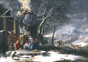 Winter Landscape with Nativity by Flemish School