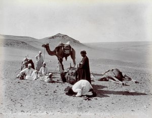 Egyptian Cameleers During a Pause in the Desert by Félix Bonfils