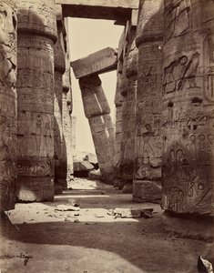 Leaning Column, Inside the Hypostyle Hall by Félix Bonfils