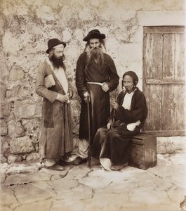 Portrait of three Jewish men in Jerusalem by Félix Bonfils