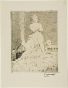 The Statue of The Resistance by Falguière, plate four of The Siege of Paris, 1870 by Félix Henri Bracquemond
