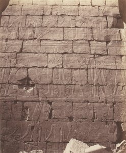 Karnak Thebes, Palace - Hypostyle Hall - Decoration of the Wall Interior, 1851-52, printed 1853-54 by Félix Teynard