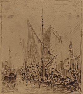 Boats and Gondolas before the Piazza San Marco by Félix Ziem