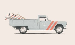 Pickup car with surfboards by Florent Bodart
