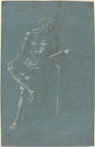 A Young Man Sitting on a Stool Reading a Book; The Fall of Man (fragment) by Florentine 15th Century