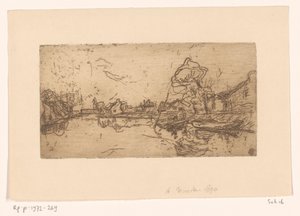 River view with figures in a boat by Floris Verster