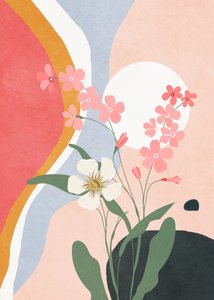 Abstract Pink Flowers by Flow Line