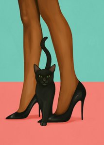 Black Cat High Heels by Flow Line