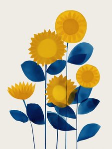 Blue and Yellow Sunflowers by Flow Line
