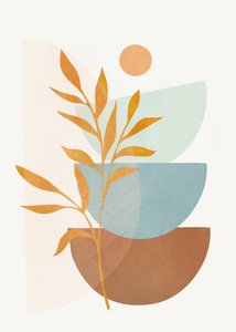 Earthy Botanical Abstract by Flow Line