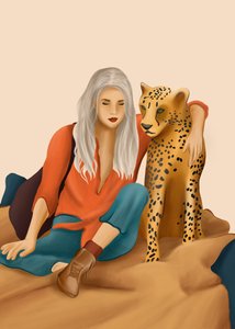 Peaceful Cheetah Companion by Flow Line