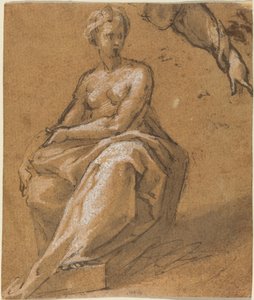 Seated Nude with Drapery by Follower of Bartholomaeus Spranger