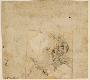 Female Head in Profile to the Left; Sketch of Trees and Building by Follower of Jacopo Bassano