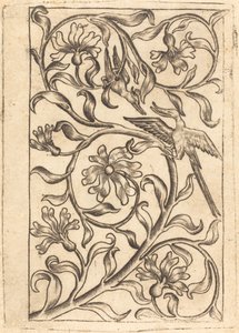 Vine Ornament with Two Birds by Follower of Master of the Playing Cards