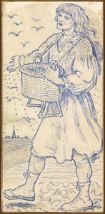 November, the Sower: Study for a Tile at Queens College Hall, Cambridge by Ford Madox Brown