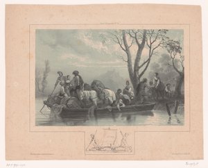 Ferry with Horses and Passengers
