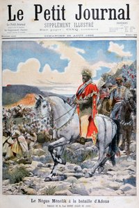 Negus of Ethiopia, Menelik II, at the Battle of Adoua, 1898 by Fortuné Méaulle
