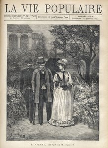 A Man with Crutches Walking with an Elegant Young Woman in a Park by Fortune Louis Meaulle