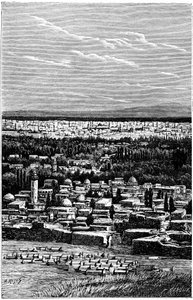 Syria: Damascus around 1900 - Muslim cemetery - engraving by Meyer and Meaulle from the book “A l
