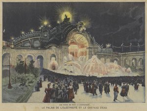 The Palace of Electricity and Castle of Water at Night, Exposition Universelle 1900, Paris by Fortune Louis Meaulle