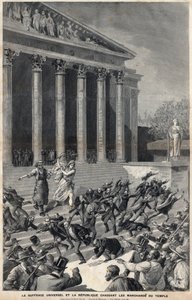 Universal Suffrage and the Republic Chasing Merchants from the Temple - Allegory on the Aftermath of the Panama Affair - Engraving by Meaulle by Henri Meyer by Fortune Louis Meaulle