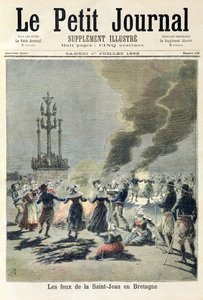 Bonfires lit to celebrate the summer solstice in Brittany, front cover of 