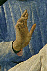 Santa Trinita Altarpiece, frame and pinnacles by Lorenzo Monaco (detail) by Fra  Angelico