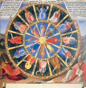 Inset depicting the Mystic Wheel with figures of prophets and evangelists, panel from the Armadio degli Argenti with the life of Jesus by Fra  Angelico