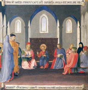 Inset depicting the dispute with the doctors in the Temple by Fra (c.1387 1455) Angelico