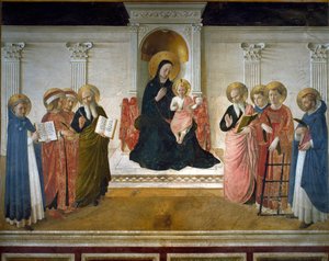 Virgin of Shadows or Holy Conversation or Virgin and Child with Eight Saints by Fra  Angelico